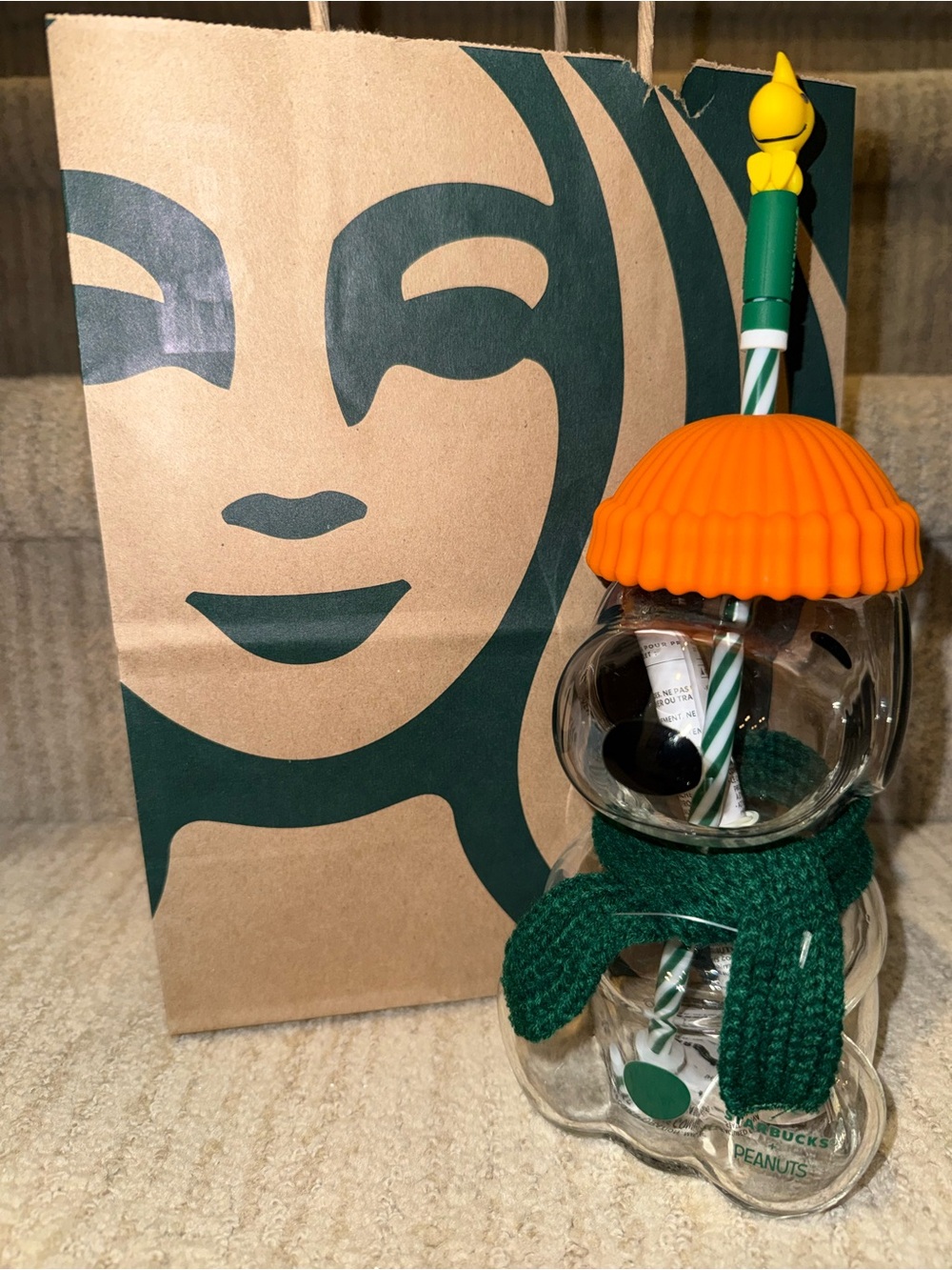 🆕 Starbucks x Peanuts Snoopy Glass Cold Cup 20oz Woodstock 2026